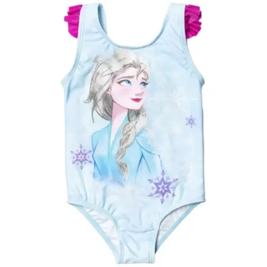 Disney Frozen Elsa Princess Anna Girls One Piece Bathing Suit Bikini Top Rash Guard Modest Swimsuit Skirt and Bottom 5 Set Toddler image {2}