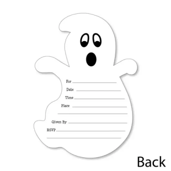 Big Dot of Happiness Spooky Ghost - Shaped Fill-in Invitations - Halloween Party Invitation Cards with Envelopes - Set of 12 image {2}