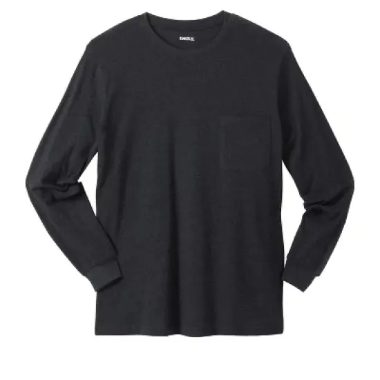 KingSize Men's Big & Tall Shrink-Less&trade; Lightweight Long-Sleeve Crewneck Pocket T-Shirt image {4}