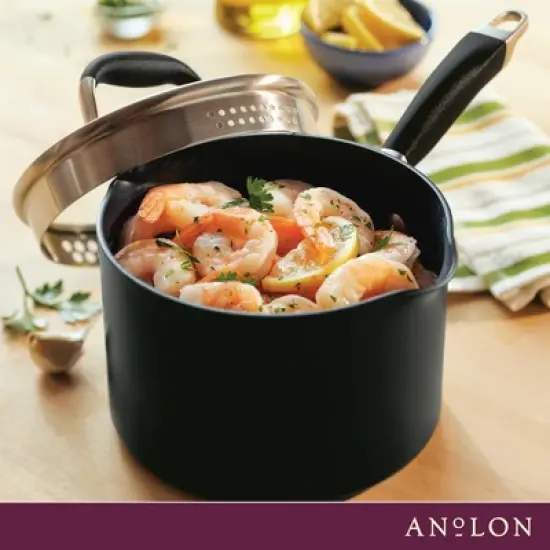 Anolon Advanced Home 2qt Hard Anodized Nonstick Saucepan with Straining Lid Onyx image {9}