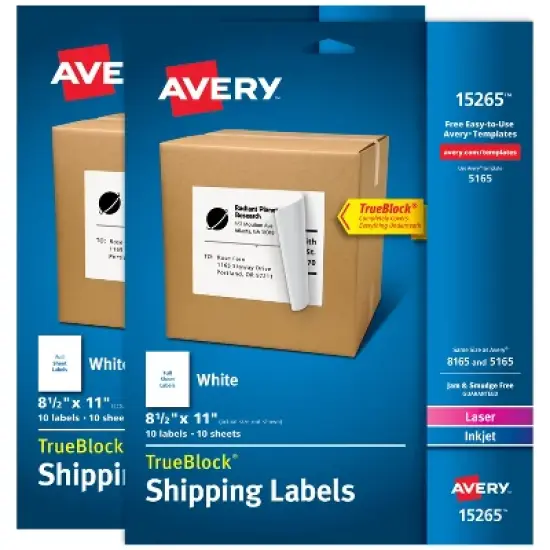 Avery Internet Shipping Labels, 8-1/2" x 11", (2 Pack of 15265) image {4}