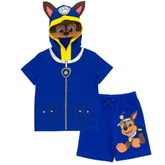 Paw Patrol Chase Skye Rubble Marshall Cosplay T-Shirt and Bike Shorts French Terry Outfit Set Toddler to Big Kid image {7}