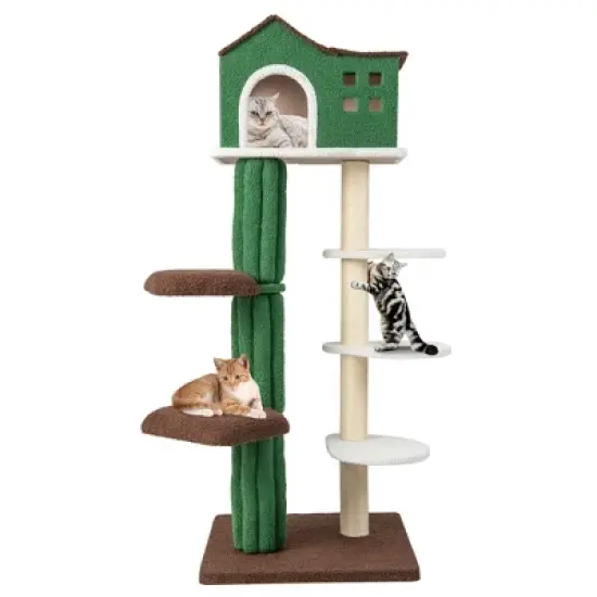 Tangkula 7-Tier Modern Cat Tree Tower 61" Cat Climbing Stand with Sisal Scratching Posts image {10}