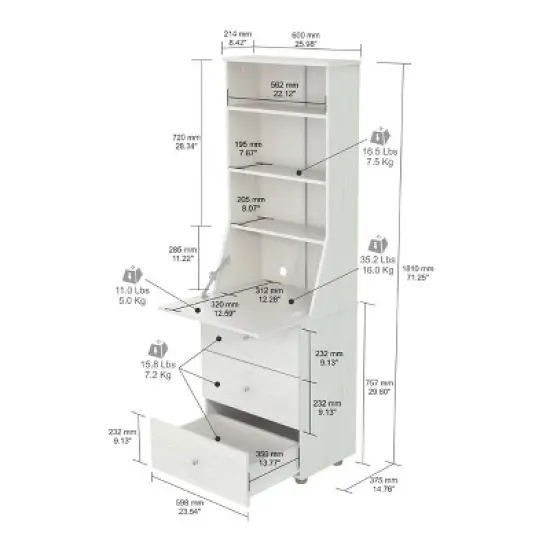 Computer Credenza Workenter Washed Oak - Inval image {4}