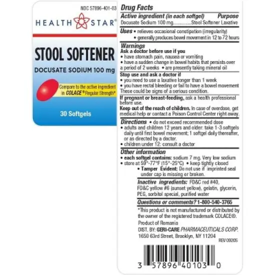 Geri Care Stool Softener Docusate Sodium 100mg Softgels, 30 Count image {1}