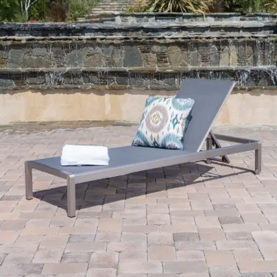 Cape Coral Aluminum & Mesh Chaise Lounge - Christopher Knight Home image {1}