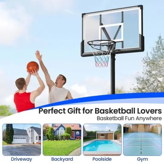 Costway Basketball Hoop Outdoor System with 45 Inch Shatterproof PC Backboard Wheels image {9}