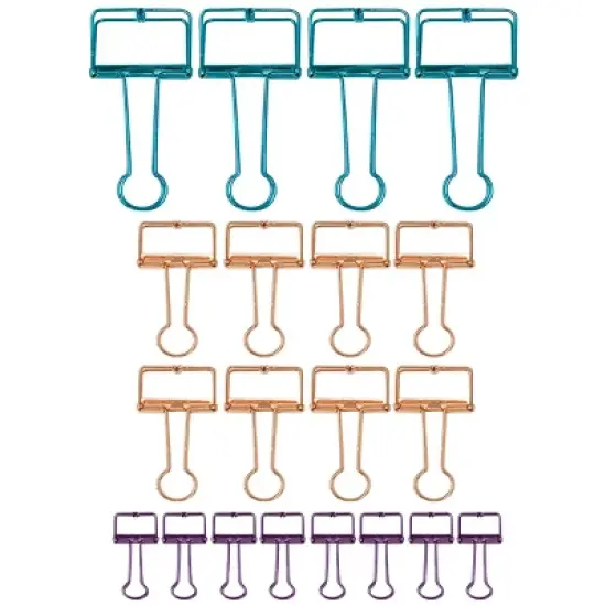 Wrapables Hollow Binder Clips for Office in Assorted Sizes, Paper Clamps, Paper Clips (Set of 20) image {7}