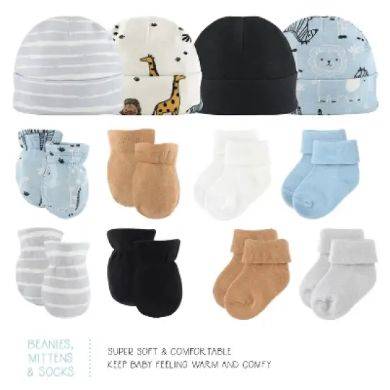 The Peanutshell Safari 30 Piece Newborn Layette Set, Blue/Neutral, 0-3 Months image {6}