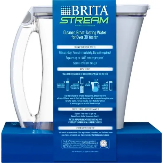 Brita 12-Cup Stream Filter As You Pour Water Pitcher with 1 Filter, Cascade &ndash; Ice image {4}