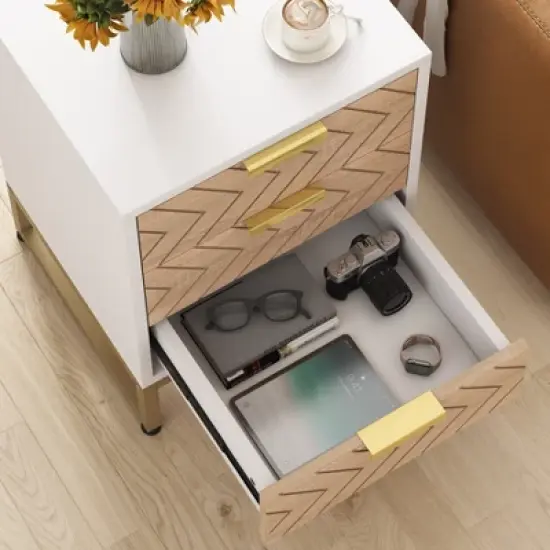 Tribesigns Modern 3 Drawers Nightstand Set of 2 image {4}