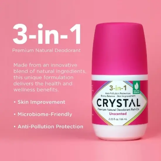 Crystal 3-in-1 Natural Mineral Roll-On Deodorant - Unscented 2.25 fl oz image {3}