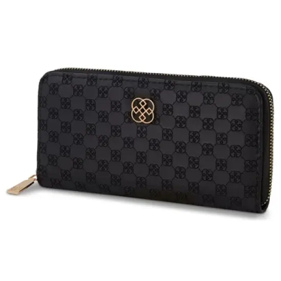 Daisy Fuentes Women's Single Zip Long Wallet - Debossed Monogram, Signature Logo, and Zip Around Closure image {2}