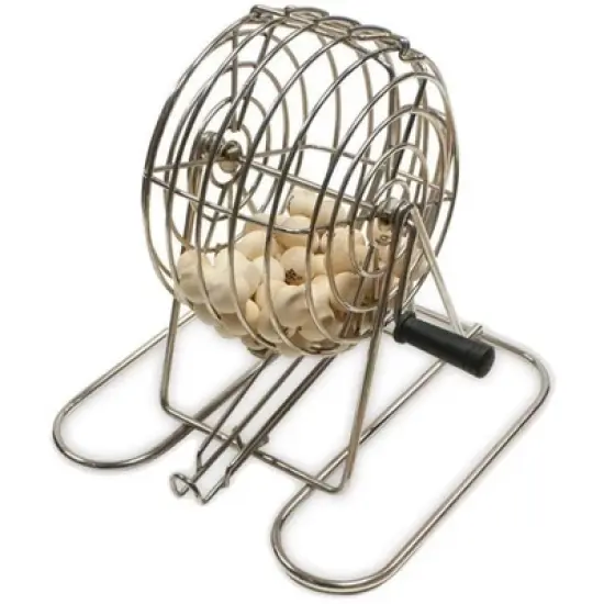 WE Games Retro Bingo Game Set with Metal Rotary Cage, Deluxe Wooden Master Board, Wood Balls, Bingo Set for Family Games, Outdoor Games for Adults and image {1}