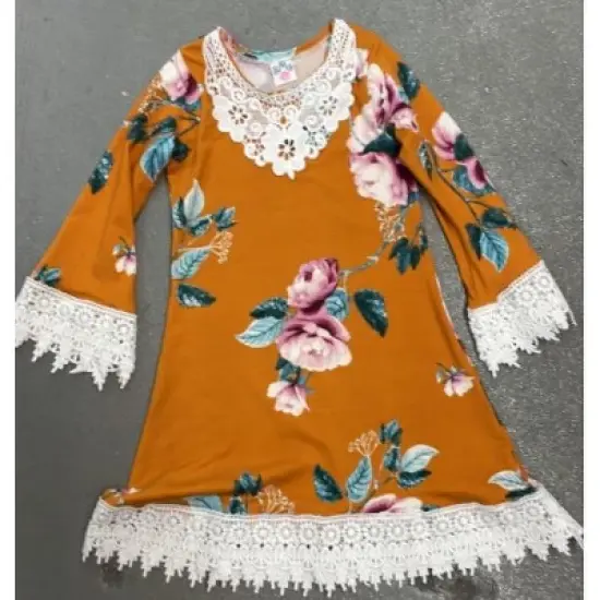 Girls Sweet Cinnamon Floral Crochet Dress - Mia Belle Girls image {3}