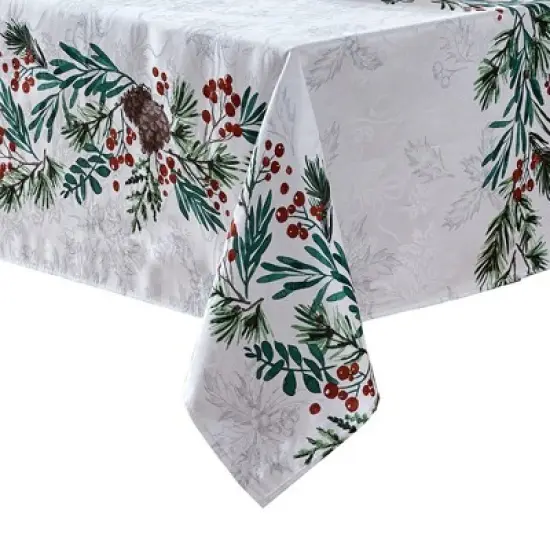 Elrene Holly Berry Flourish Holiday Fabric Tablecloth - Elrene Home Fashions image {3}