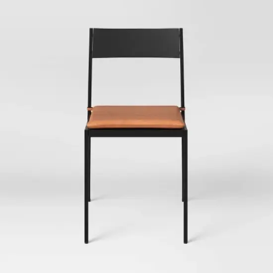 Clion Metal Dining Chair Black/Caramel Faux Leather - Threshold&trade; image {2}