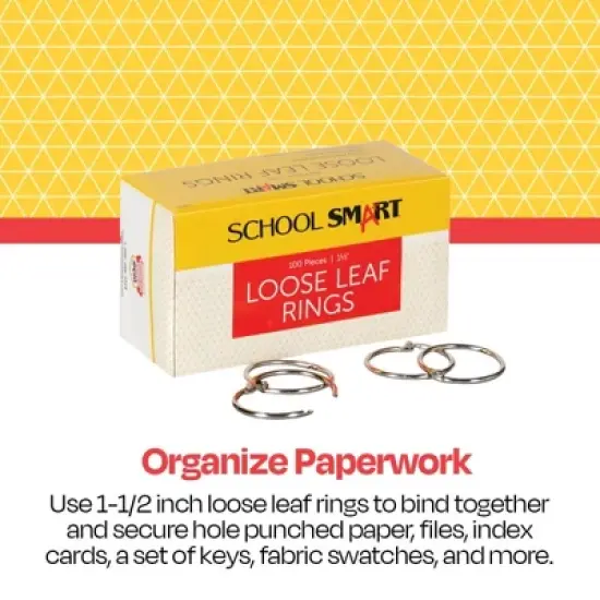 School Smart Loose Leaf Rings, 1-1/2 Inches, Nickel Plated Steel, Pack of 100 image {1}