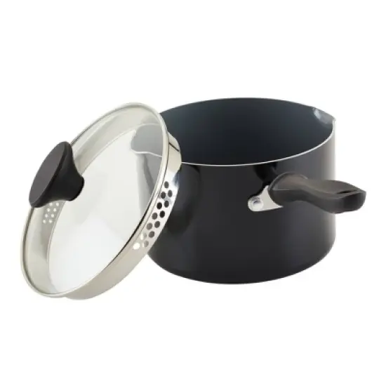 Farberware Reliance Pro 3qt Nonstick Ceramic Covered Straining Saucepan Black/Gray image {6}