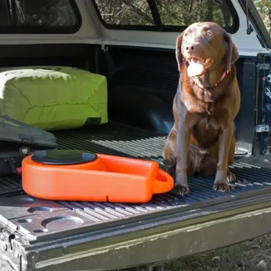 Dakota 283 Dine N Dash Weatherproof Large On-the-Go Travel Feeding and Water Storage System Pet Bowl with 8'' Twist Lid, Orange image {4}
