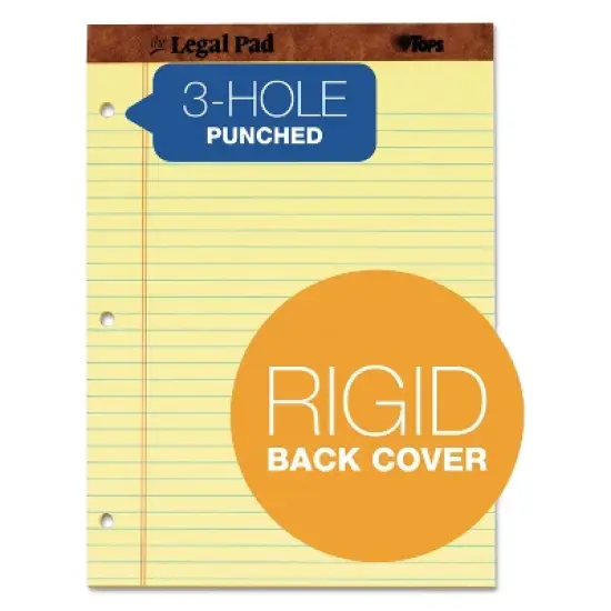 TOPS The Legal Pad Ruled Perf Pad Legal/Wide 11 3/4 x 8 1/2 Canary 50 Sheets DZ 75351 image {3}