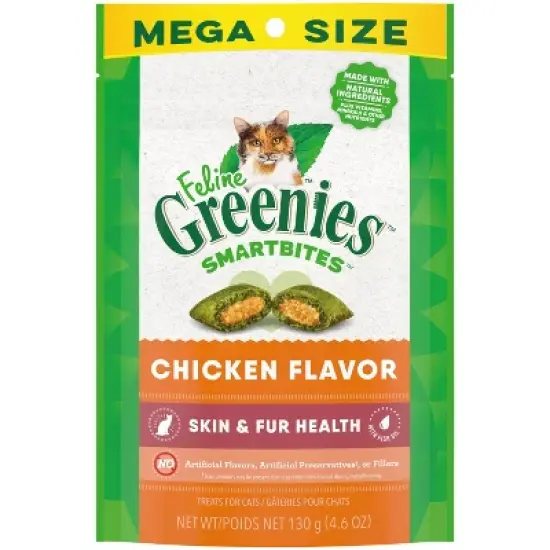 Greenies Smartbites Skin and Fur Health Chicken Flavor Cat Treats image {14}