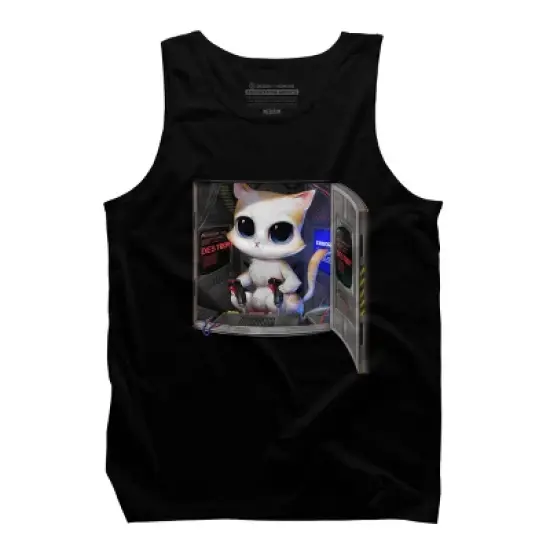 Men's Design By Humans Cat Piloted Cyborg By andremullerdko Tank Top image {2}