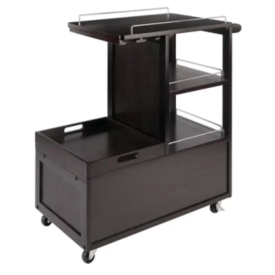 Galen Entertainment Cart with Serving Tray Wood/Espresso - Winsome image {6}