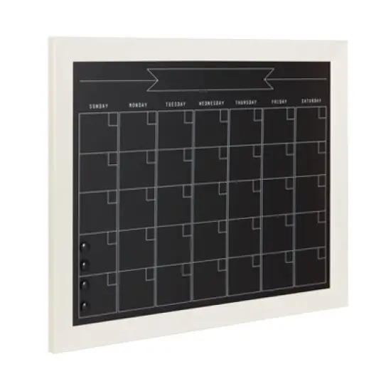 29" x 23" Beatrice Framed Magnetic Chalkboard Calendar White - DesignOvation image {1}