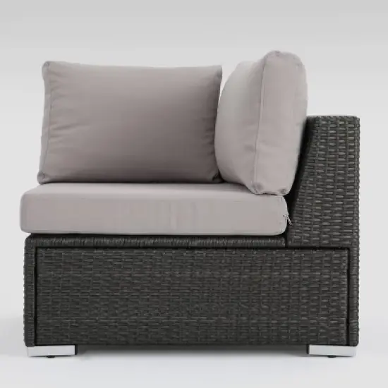 Santa Rosa 8pc Wicker Sectional Sofa Set - Gray/Silver - Christopher Knight Home image {3}