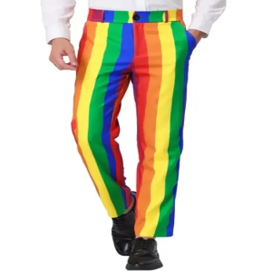 Lars Amadeus Men's Striped Casual Color Block Pants image {8}