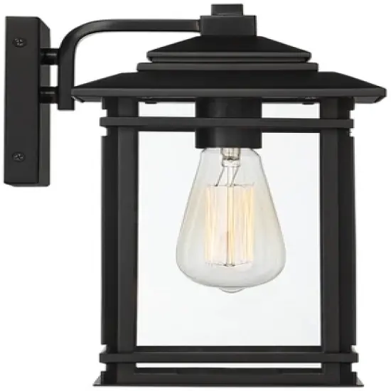 John Timberland North House Mission Outdoor Wall Light Fixtures Set of 2 Matte Black 12" Clear Glass for Post Exterior Barn Deck House Porch image {5}