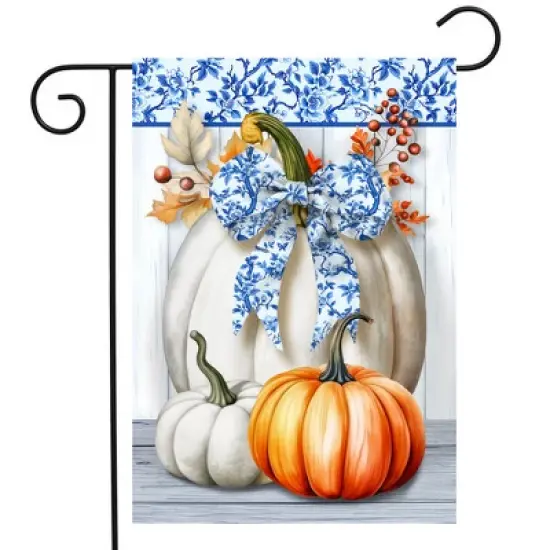 Briarwood Lane Fall Garden Flag 12x18 For Outdoor Blue and White Pumpkins For Fall Garden Flag Flags For Outside image {1}