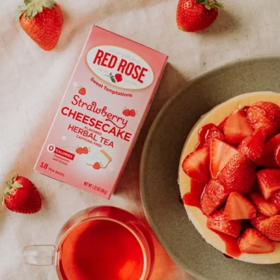 Red Rose Sweet Temptations Dessert Tea Strawberry Cheesecake, Herbal Tea, 18 Count Pack of 6 image {3}
