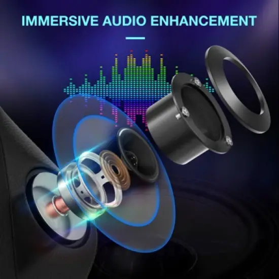 Hoffree Massage Reclining Gaming Chair Ergonomic Office PC Chair with Bluetooth Speaker & RGB Light image {1}