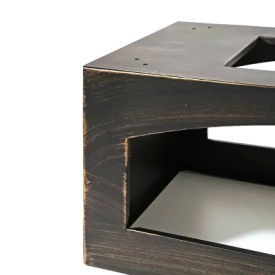 WELLFOR 37" Rectangular Metal Outdoor Fireplace with Built-in Log Storage Bronze image {6}