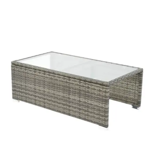 YOOCOZZ 8-Piece Outdoor PE Rattan Sectional Sofa Set with Storage Box, Table, and Stools, Free Combination - Grey image {10}