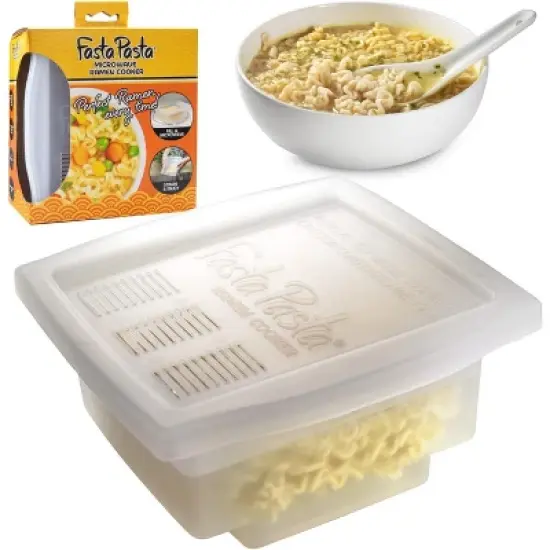 The Original Fasta Pasta Microwave Ramen Cooker w Lid and Built-in Strainer- No More Messes, Waiting for Water to Boil,or Sticky Noodles image {5}