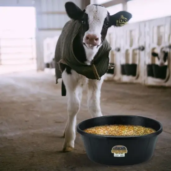 Little Giant HP650 Indoor Outdoor Heavy-Duty Rubber Tub Feeder Pan Bowl for Livestock, Black image {3}