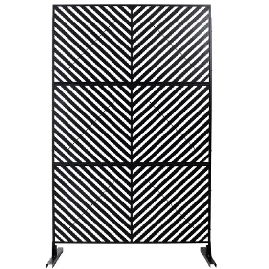 CAVINAS Patio Decorative Screen Metal Fence Privacy Screen with Stripe Pattern for Outside and Garden, 76" H&times;48" W image {3}