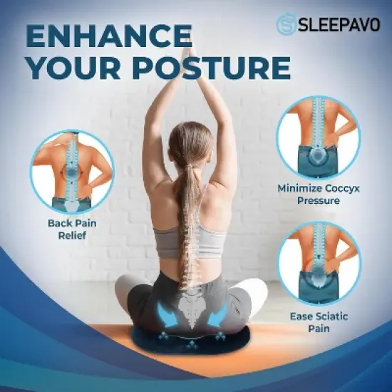 Sleepavo Butt Donut Pillow for Tailbone Pain Relief Cushion - Hemorrhoid Pillows - Sitting Butt Pillow for Office Chair - Sitting Donut Seat Cushion image {3}