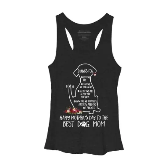 Women's Design By Humans Happy Mothers Day Best Dog Mom Thanks By MiuMiuShop Racerback Tank Top image {2}
