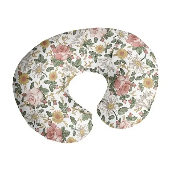 Sweet Jojo Designs Girl Support Nursing Pillow Cover (Pillow Not Included) Vintage Floral Pink Green and Yellow image {5}