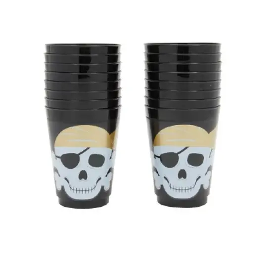 Sparkle and Bash 16 Pack Plastic Tumbler Cups for Kids, Pirate Birthday Party Supplies, 16 oz image {5}
