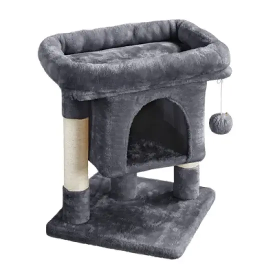 Yaheetech 23.5" Small Cat Tree Condo with Plush Perch image {7}