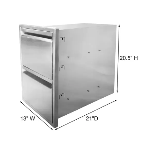 13" x 21" Stainless Steel Flush Mount BBQ Drawers with Grooved Handle,for Outdoor Kitchen Island or Patio Grill Station image {2}