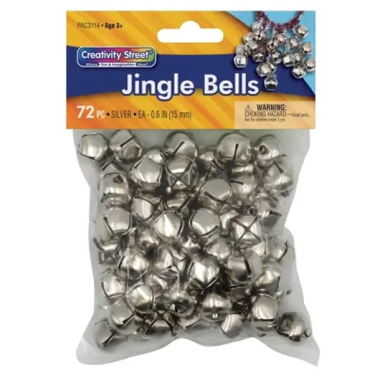 Creativity Street&reg; Jingle Bells, Silver, 5/8", 72 Per Pack, 3 Packs image {1}