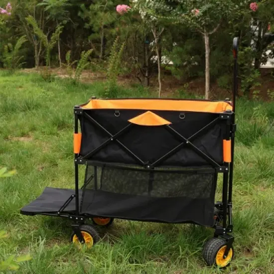 Gulches Extra Long Folding Wagon Cart - Black & Orange, 52.7"L x 19.7"W x 50.9"H, 450lbs Capacity image {12}