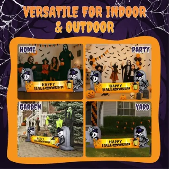 Karl Home 9.6FT Halloween Inflatable Decorations Skeleton Tombstone Banner Outdoor Decorations image {7}