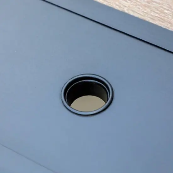 7pc Outdoor Dining Set with Swivel Chairs & Faux Wood/Metal Table with Umbrella Hole - Captiva Designs image {6}